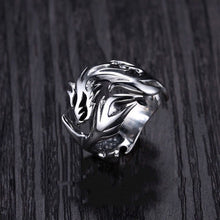 Load image into Gallery viewer, Flame Dragon Silver Ring Men