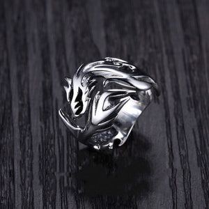 Flame Dragon Silver Ring Men