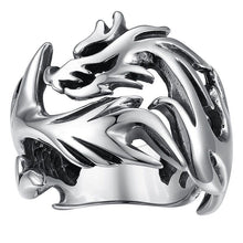 Load image into Gallery viewer, Flame Dragon Silver Ring Men