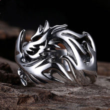 Load image into Gallery viewer, Flame Dragon Silver Ring Men