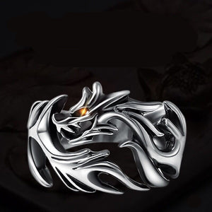 Flame Dragon Silver Ring Men